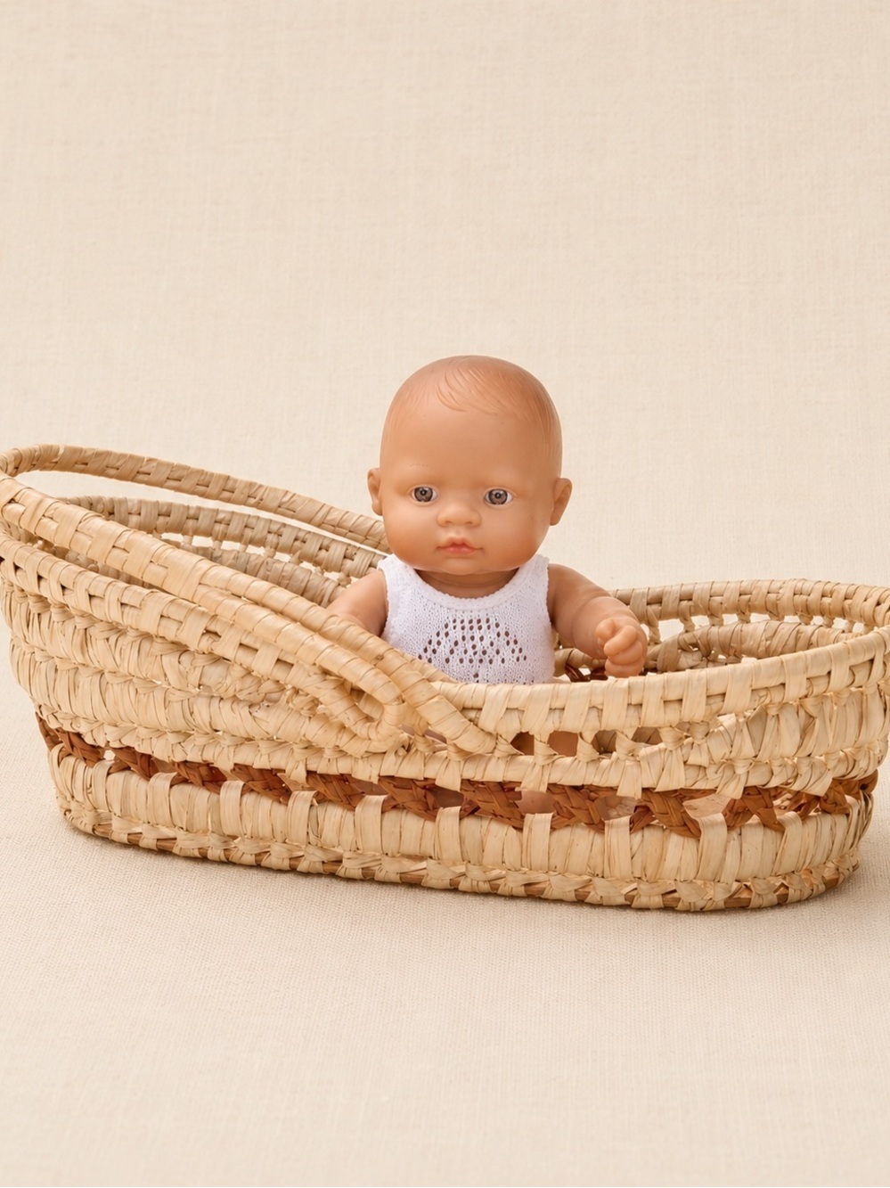 Miniland Small Baby Doll Girl Hispanic & Bassinet​
